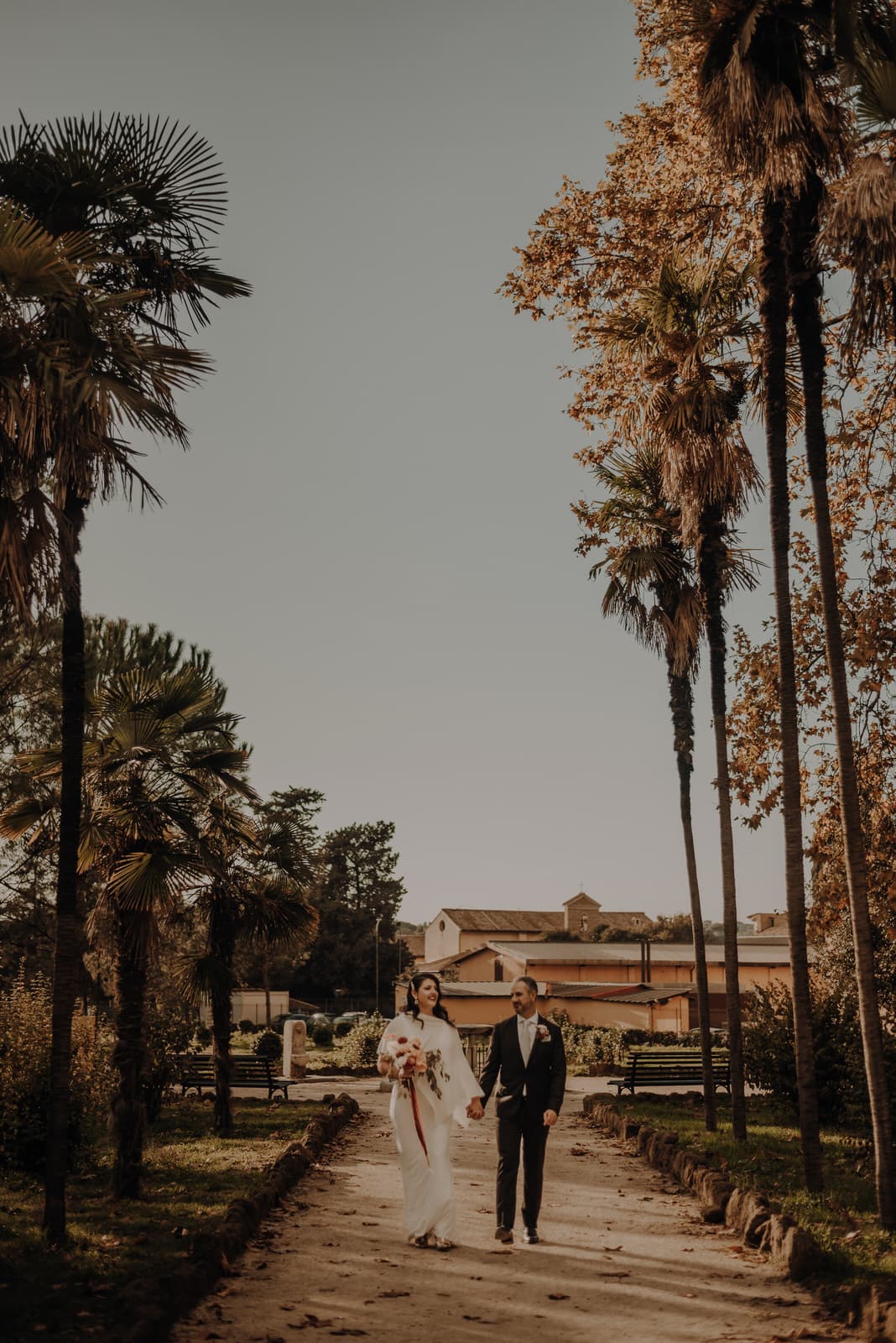 Bride and groom get married in a secret garden in Rome
