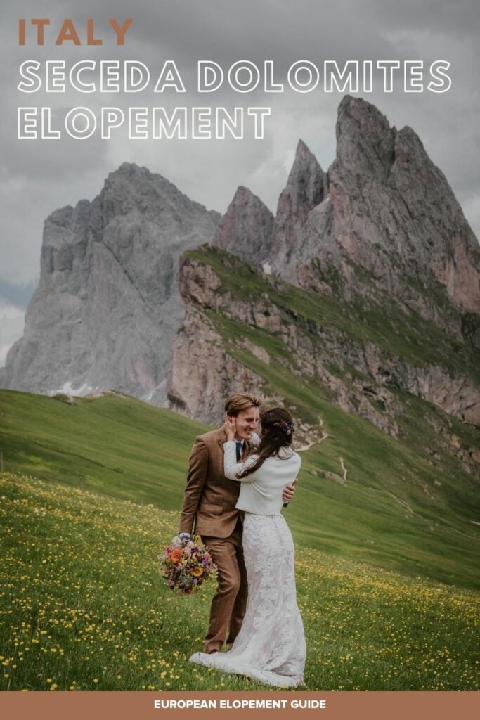 Whimsical and romantic Dolomites elopement wedding
